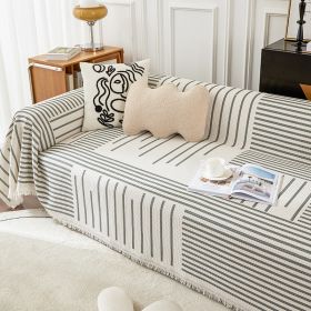 Striped Sofa Towel Anti-cat Scratch Protector Multi-function Blanket (Option: Simple semi colliculus-180x230cm)