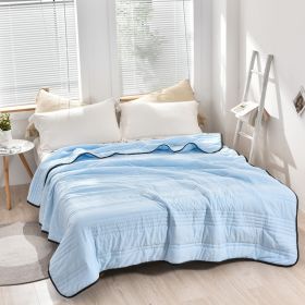 Pure Color Washed Air Conditioner Summer Cooling Thin Single Double Washable Quilt (Option: Sky Blue-150x200)