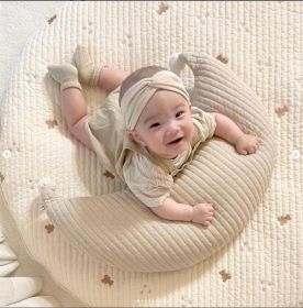 Ins Cotton Fur Ball Moon Pillow Cushion Baby Removable And Washable Breastfeed Pillow (Color: Khaki)