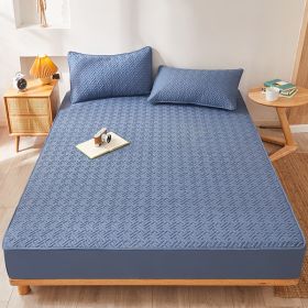 Cotton Clip Bed Hat Simple Solid Color Hotel Simmons All-inclusive Bed Cover (Option: Blue-180cmx200cm)