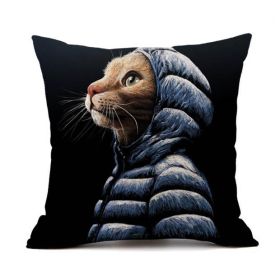 Printed Cat Linen Sofa Pillowcase (Option: Style3-45x45cm)