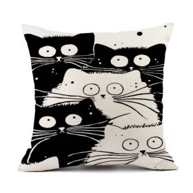 Printed Cat Linen Sofa Pillowcase (Option: Style5-45x45cm)