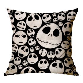 Linen Skull Halloween Pillow Cover (Option: 45x45cm-A12)