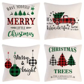 Home Decoration Christmas Pillow Cover Four-piece Set (Option: Style 34-45x45cm)