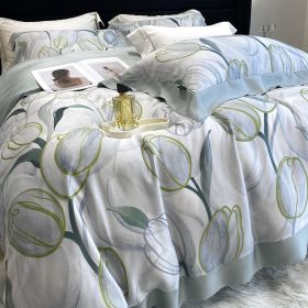 Lyocell Fiber Four-piece Plant Flower Quilt Cover (Option: Toonglu-1.8m)