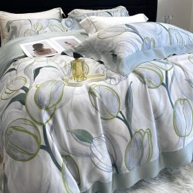 Lyocell Fiber Four-piece Plant Flower Quilt Cover (Option: Toonglu-1.5m)