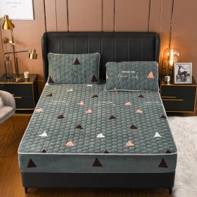 Crystal Pile Clip Cotton Bed Bonnet Thickened Coral Pile Bed Cover In Autumn And Winter (Option: Wonderful triangle-200x220cm and30cm)