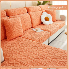 Stretch Slipcover And Fleece Slipcover Cover (Option: Orangeyellow-Extra Large S)