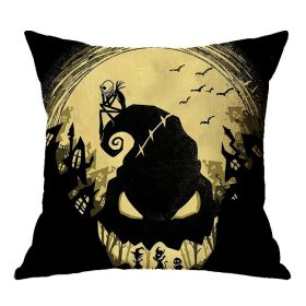 Linen Skull Halloween Pillow Cover (Option: 45x45cm-A02)