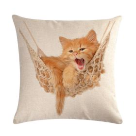 Cute Kitten Linen Pillowcase Cushion Cover (Option: 8-45x45cm)