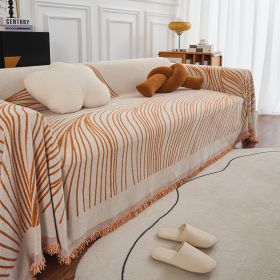 Sofa Cover With Long Chair Home Decoration Tassel Blanket (Option: Line Orange-180x180cm)