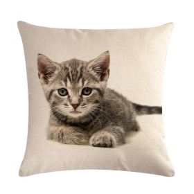 Cute Kitten Linen Pillowcase Cushion Cover (Option: 9-45x45cm)