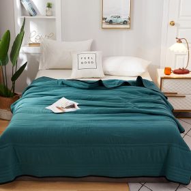 Pure Color Washed Air Conditioner Summer Cooling Thin Single Double Washable Quilt (Option: Peacock Blue-100x150cm)