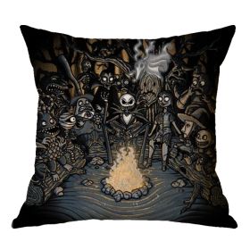 Linen Skull Halloween Pillow Cover (Option: 45x45cm-A10)