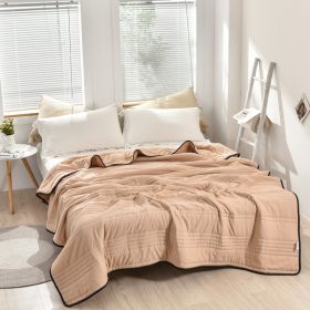 Pure Color Washed Air Conditioner Summer Cooling Thin Single Double Washable Quilt (Option: Camel-150x200)