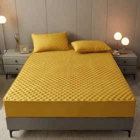 Cotton Clip Bed Hat Simple Solid Color Hotel Simmons All-inclusive Bed Cover (Option: Yellow-120cmx200cm)