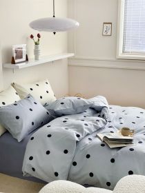 Green Polka Dot All Cotton Pure Cotton Artistic 15 M18 M Bed Four-piece Set (Option: Dots Blue-1.5m three piece suit)