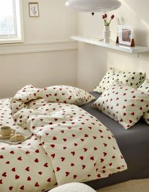 Green Polka Dot All Cotton Pure Cotton Artistic 15 M18 M Bed Four-piece Set (Option: Love Pink-1.5m three piece suit)