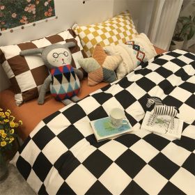 Green Polka Dot All Cotton Pure Cotton Artistic 15 M18 M Bed Four-piece Set (Option: Chessboard Plaid Black-2m three piece suit)