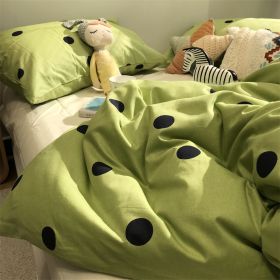 Green Polka Dot All Cotton Pure Cotton Artistic 15 M18 M Bed Four-piece Set (Option: Polka Dot Green-2m three piece suit)